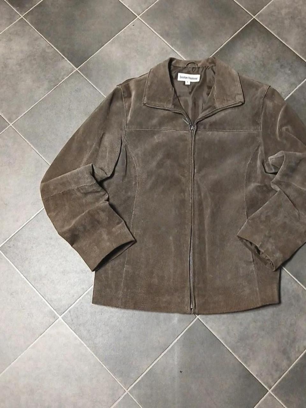 Boston Harbour Large Brown Suede Zip Front Jacket